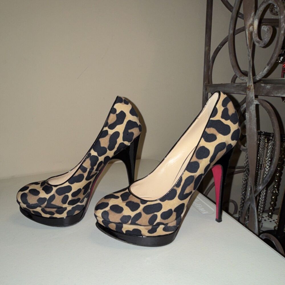 Luciano Padovan Women's Animal Print Platform Stiletto Heel Beige Black EU 37